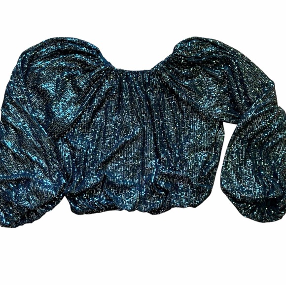 Elegant Sequin Blouse - Black - Picture 2 of 7